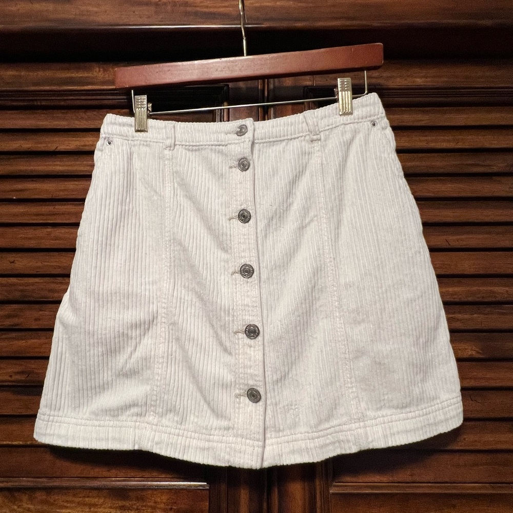 Abcrombie &‎ Fitch Hipster White Corduroy Button-Front Mini Skirt Size Small